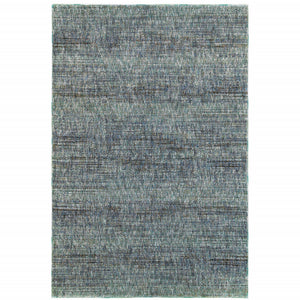 5' X 7' Blue Grey Silver And Green Power Loom Stain Resistant Area Rug