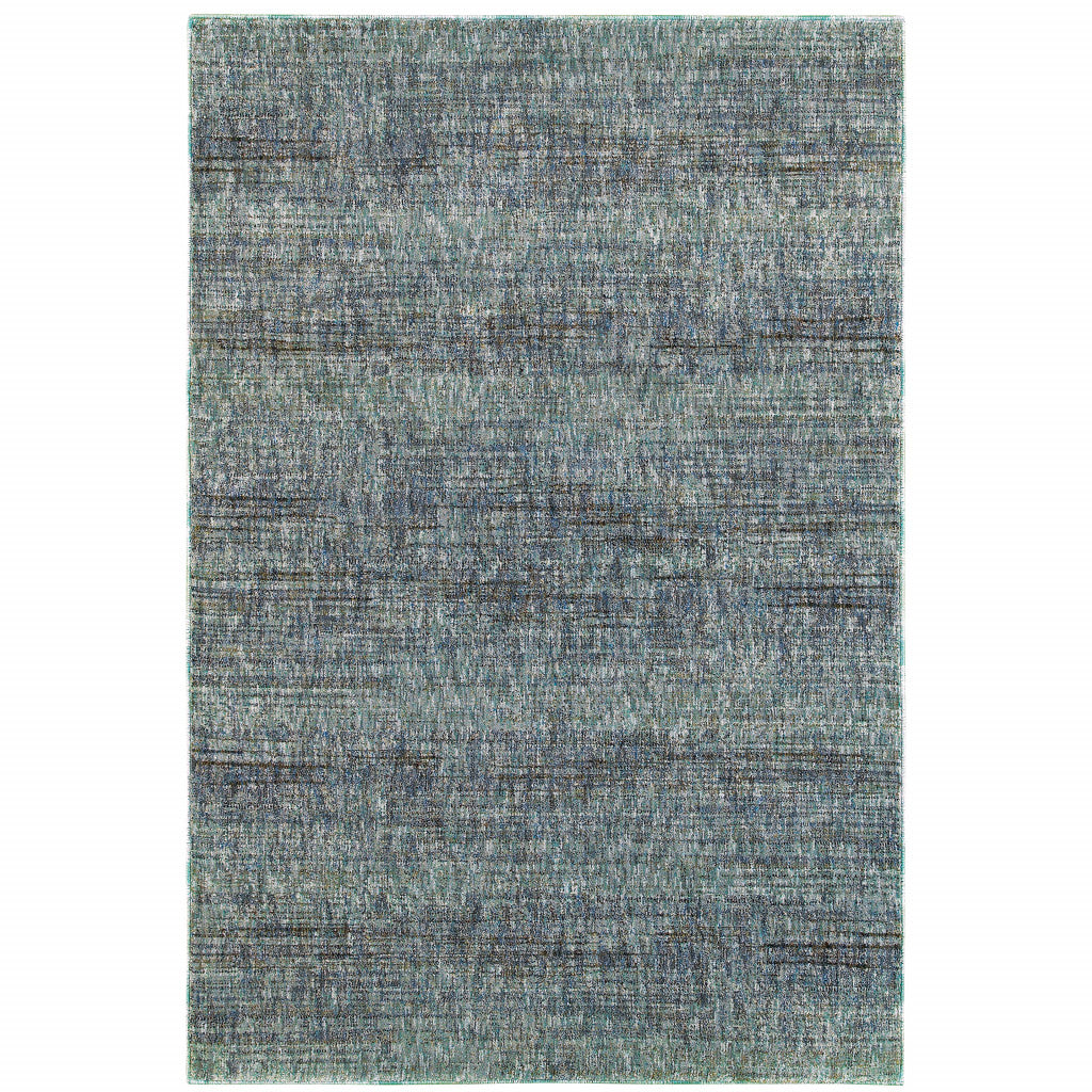 8' X 10' Blue Grey Silver And Green Power Loom Stain Resistant Area Rug