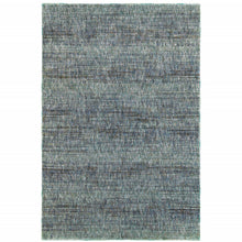 8' X 10' Blue Grey Silver And Green Power Loom Stain Resistant Area Rug