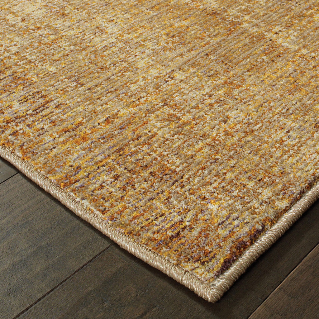 5' X 7' Gold Rust Brown Ivory Purple And Lavender Power Loom Stain Resistant Area Rug