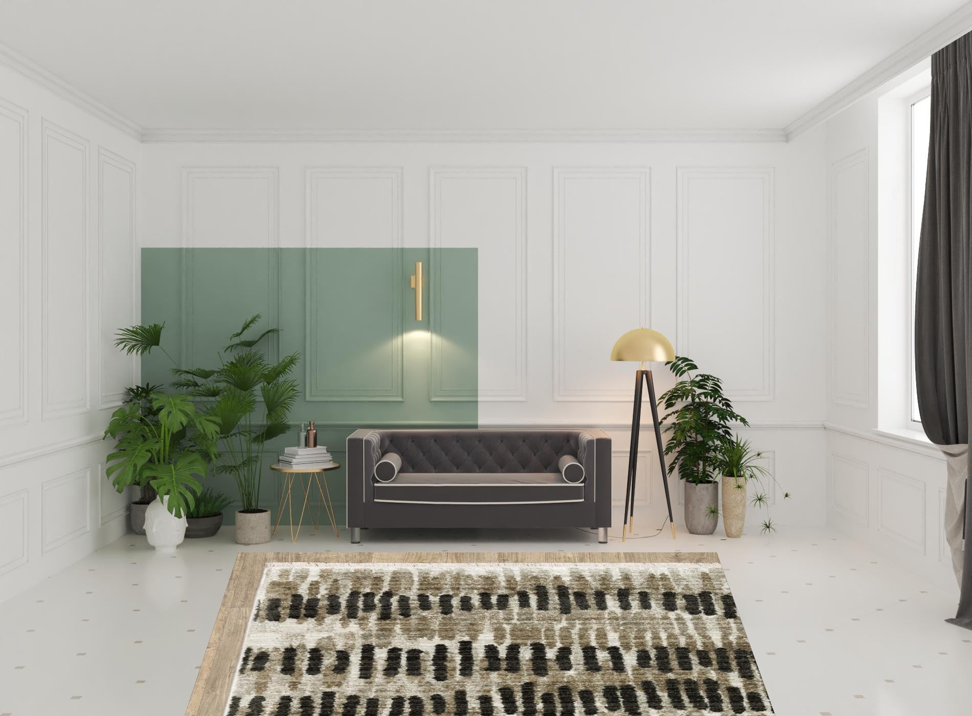 8' X 11' Beige Ivory Charcoal Brown Tan And Grey Abstract Power Loom Stain Resistant Area Rug With Fringe