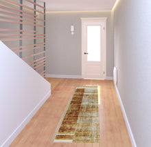 2' X 8' Brown And Ivory Geometric Power Loom Runner Rug With Fringe