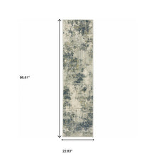 2' X 8' Beige Teal Grey And Gold Abstract Power Loom Stain Resistant Runner Rug