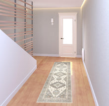 2' X 8' Grey Pink And Brown Oriental Power Loom Stain Resistant Runner Rug