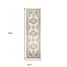 2' X 8' Grey Pink And Brown Oriental Power Loom Stain Resistant Runner Rug