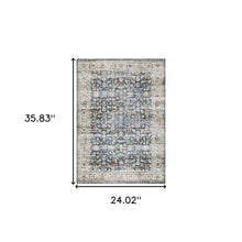 2' X 3' Blue Gold Rust Ivory And Olive Oriental Printed Stain Resistant Non Skid Area Rug