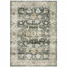 2' X 3' Grey Charcoal Gold Brown Ivory Pale Sage And Light Blue Oriental Printed Stain Resistant Non Skid Area Rug