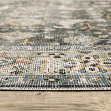 2' X 8' Grey Charcoal Gold Brown Ivory Pale Sage And Light Blue Oriental Printed Stain Resistant Non Skid Runner Rug