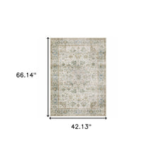 4' X 6' Grey Orange Blue Gold Green And Rust Oriental Printed Stain Resistant Non Skid Area Rug