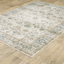 7' X 10' Grey Orange Blue Gold Green And Rust Oriental Printed Stain Resistant Non Skid Area Rug