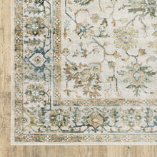 7' X 10' Grey Orange Blue Gold Green And Rust Oriental Printed Stain Resistant Non Skid Area Rug