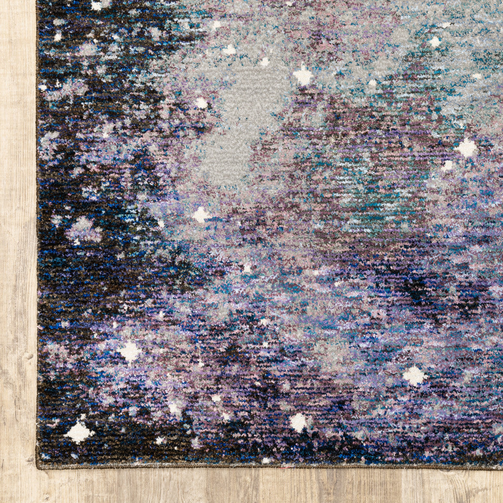 3' X 5' Purple Teal And Brown Abstract Power Loom Stain Resistant Area Rug