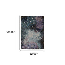 5' X 7' Purple Teal And Brown Abstract Power Loom Stain Resistant Area Rug