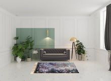 5' X 7' Purple Teal And Brown Abstract Power Loom Stain Resistant Area Rug