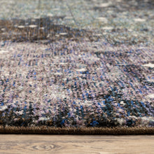 5' X 7' Purple Teal And Brown Abstract Power Loom Stain Resistant Area Rug