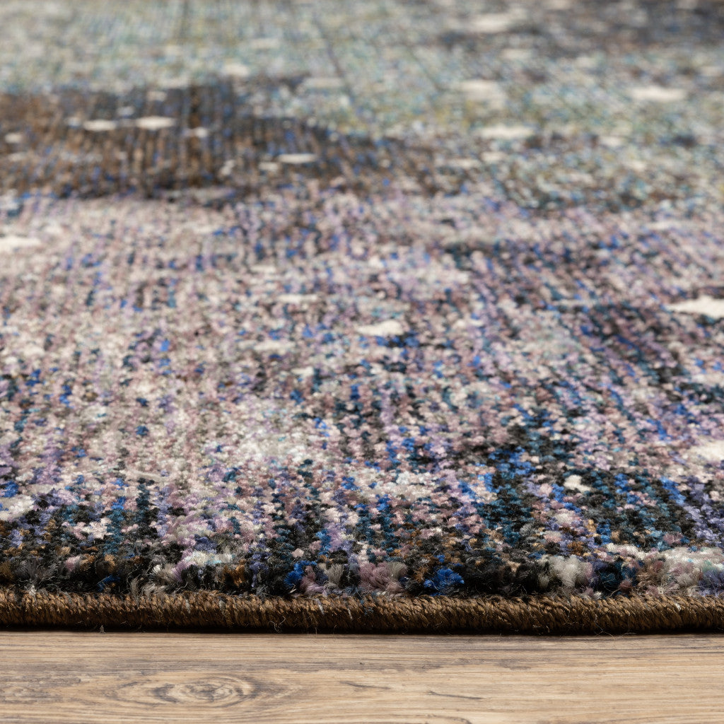 6' X 9' Purple Teal And Brown Abstract Power Loom Stain Resistant Area Rug