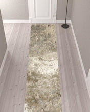 12' Grey Beige And Ivory Abstract Power Loom Runner Rug