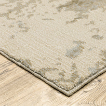 12' Grey Beige And Ivory Abstract Power Loom Runner Rug