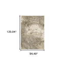 8' X 10' Grey Beige And Ivory Abstract Power Loom Stain Resistant Area Rug