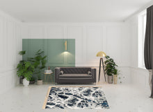 5' X 7' Grey Teal And Green Abstract Power Loom Stain Resistant Area Rug