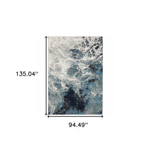 8' X 10' Grey Teal And Green Abstract Power Loom Stain Resistant Area Rug