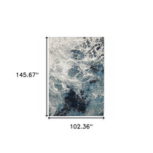 9' X 12' Grey Teal And Green Abstract Power Loom Stain Resistant Area Rug