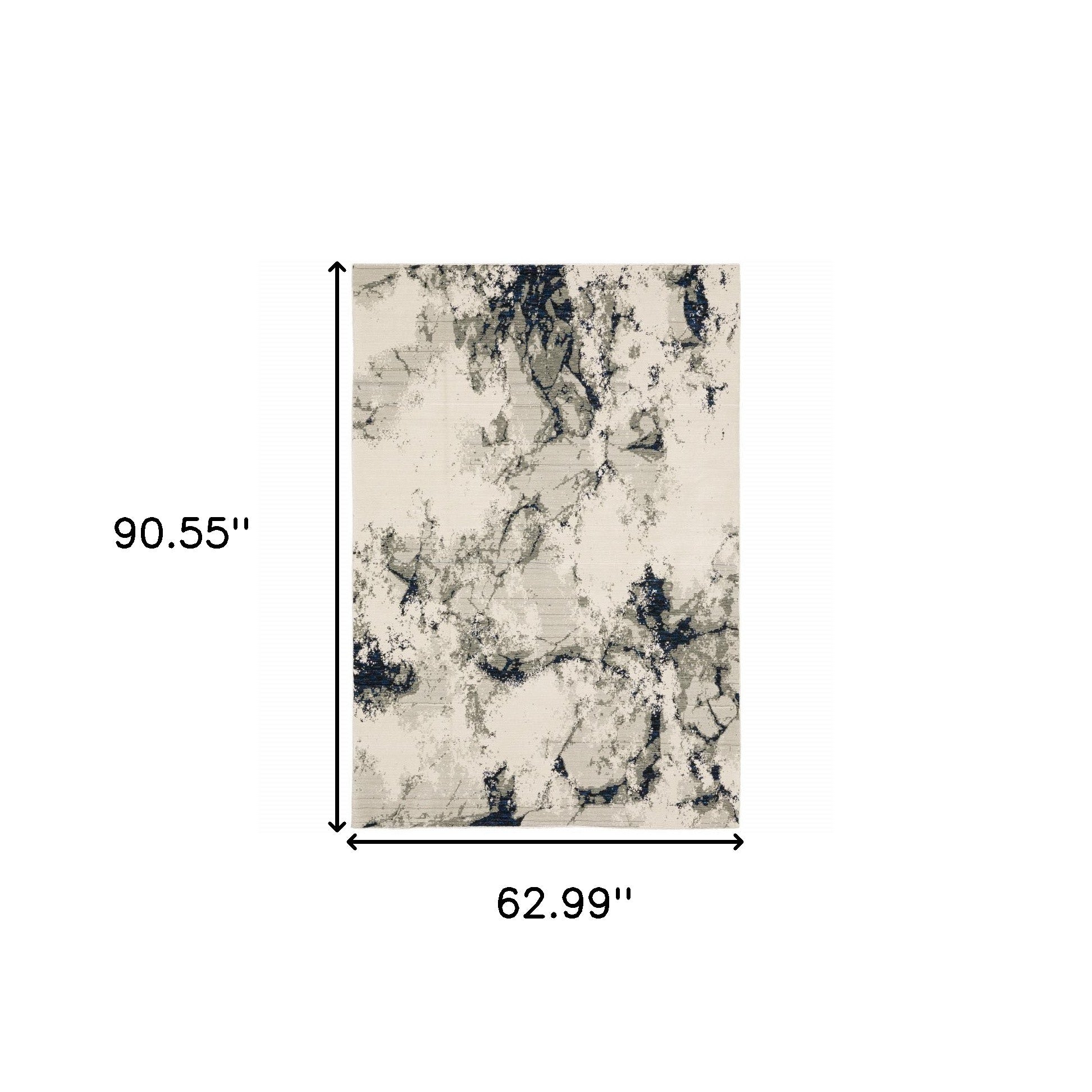 5' X 7' Grey Black And Ivory Abstract Power Loom Stain Resistant Area Rug