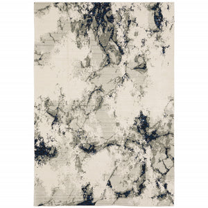 5' X 7' Grey Black And Ivory Abstract Power Loom Stain Resistant Area Rug