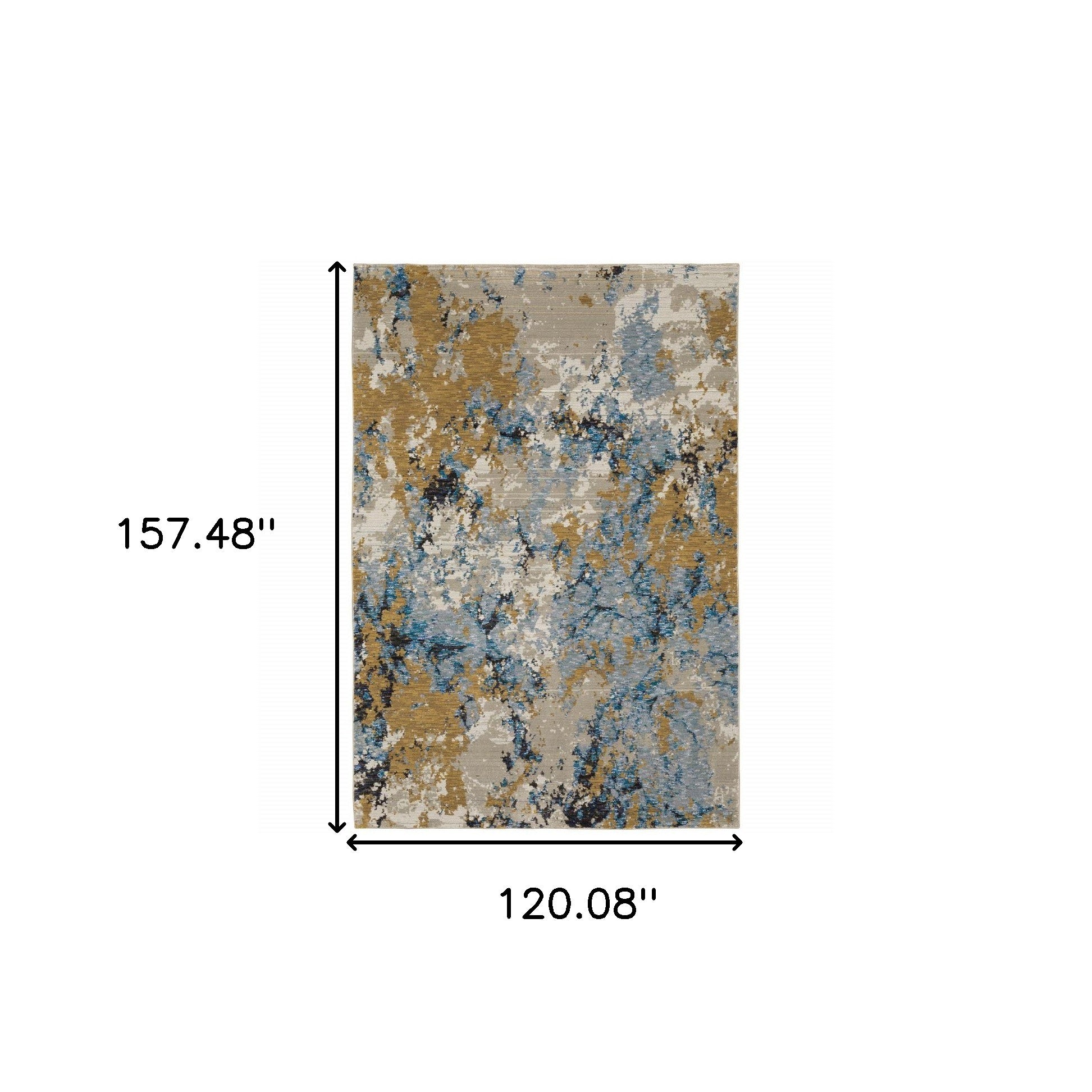 10' X 13' Gold Grey And Ivory Abstract Power Loom Stain Resistant Area Rug