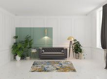 5' X 7' Gold Grey And Ivory Abstract Power Loom Stain Resistant Area Rug