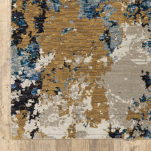 6' X 9' Gold Grey And Ivory Abstract Power Loom Stain Resistant Area Rug
