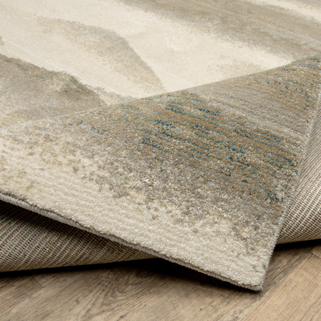 8' X 10' Grey Blue And Teal Abstract Power Loom Stain Resistant Area Rug