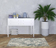 3' X 5' Blue Beige And Teal Abstract Power Loom Stain Resistant Area Rug