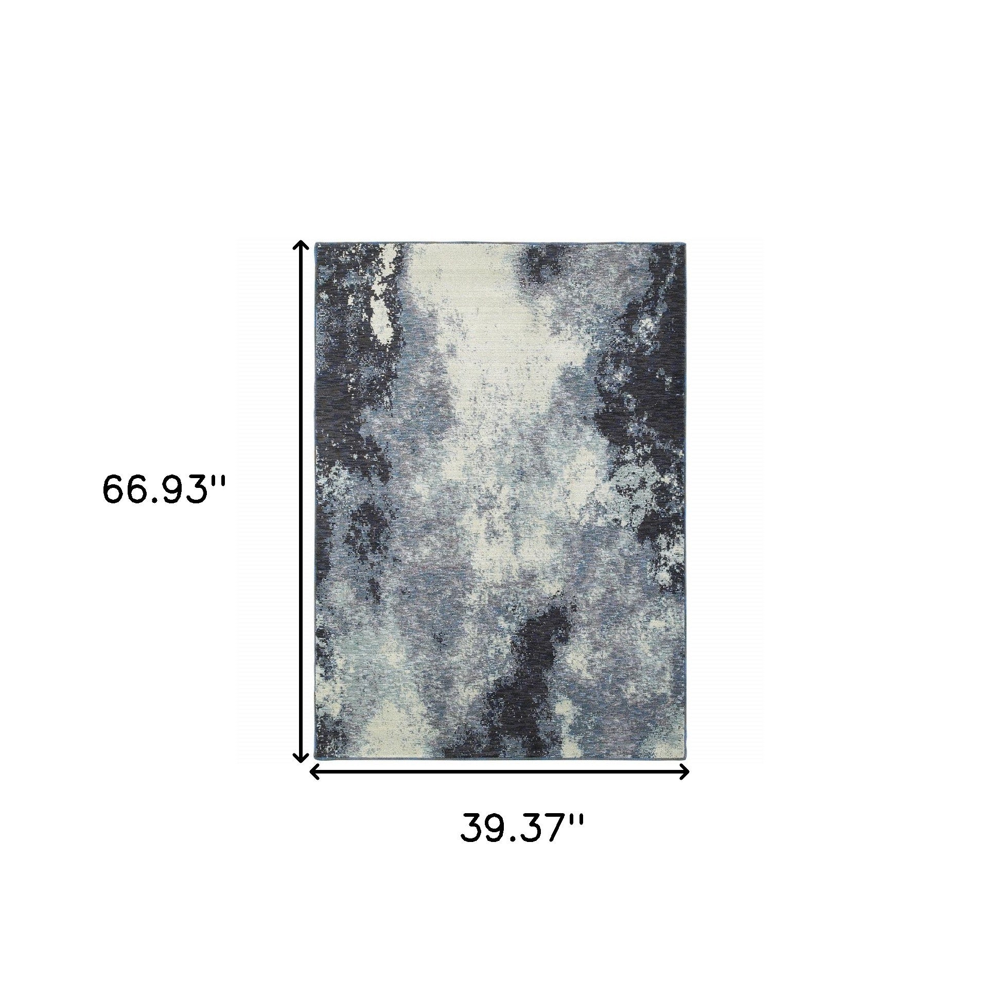 3' X 5' Navy And Ivory Abstract Power Loom Stain Resistant Area Rug