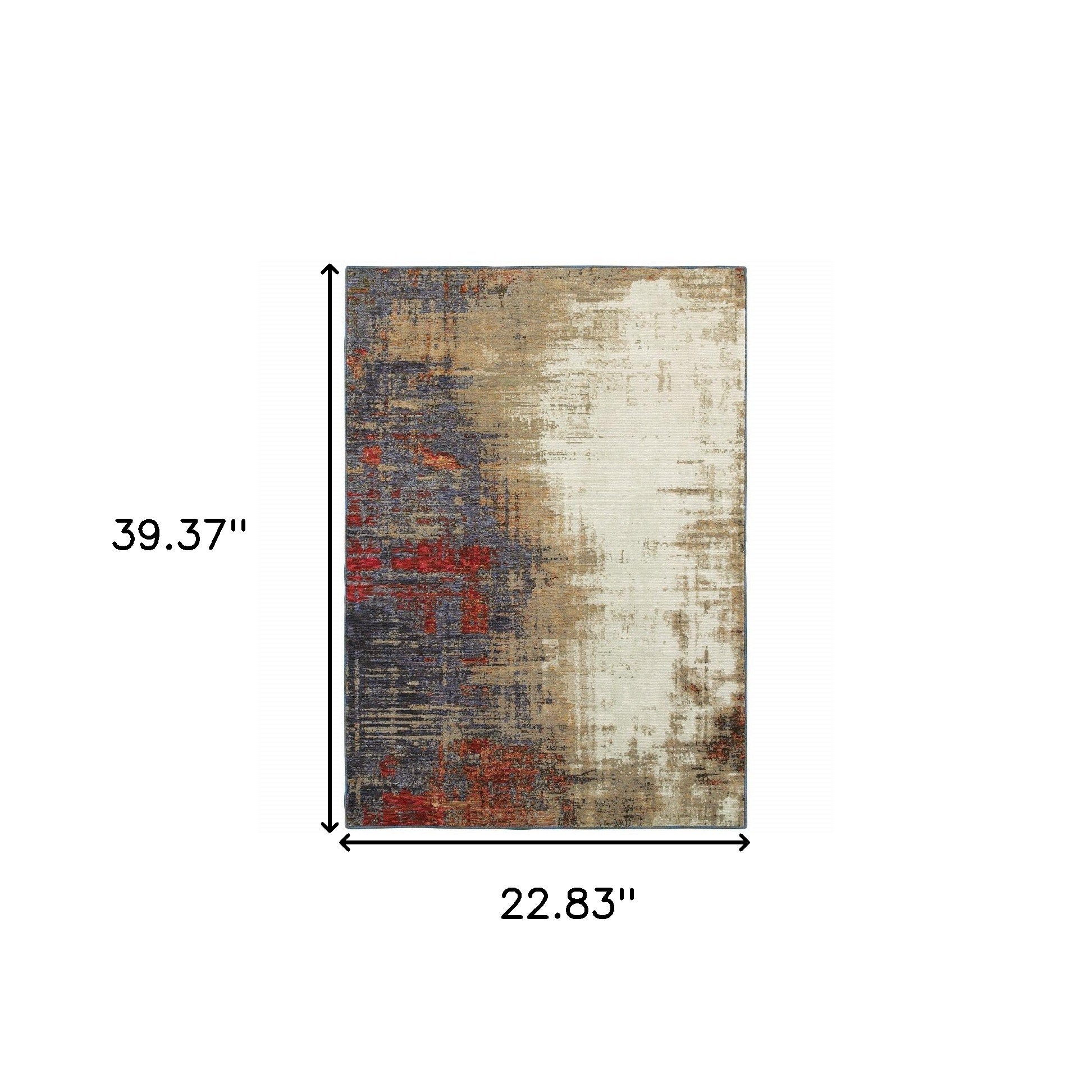 2' X 3' Beige Tan Brown Blue Purple Red Orange Gold And Green Abstract Power Loom Stain Resistant Area Rug