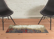 2' X 3' Beige Tan Brown Blue Purple Red Orange Gold And Green Abstract Power Loom Stain Resistant Area Rug