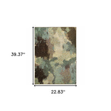 2' X 3' Blue And Brown Abstract Power Loom Stain Resistant Area Rug