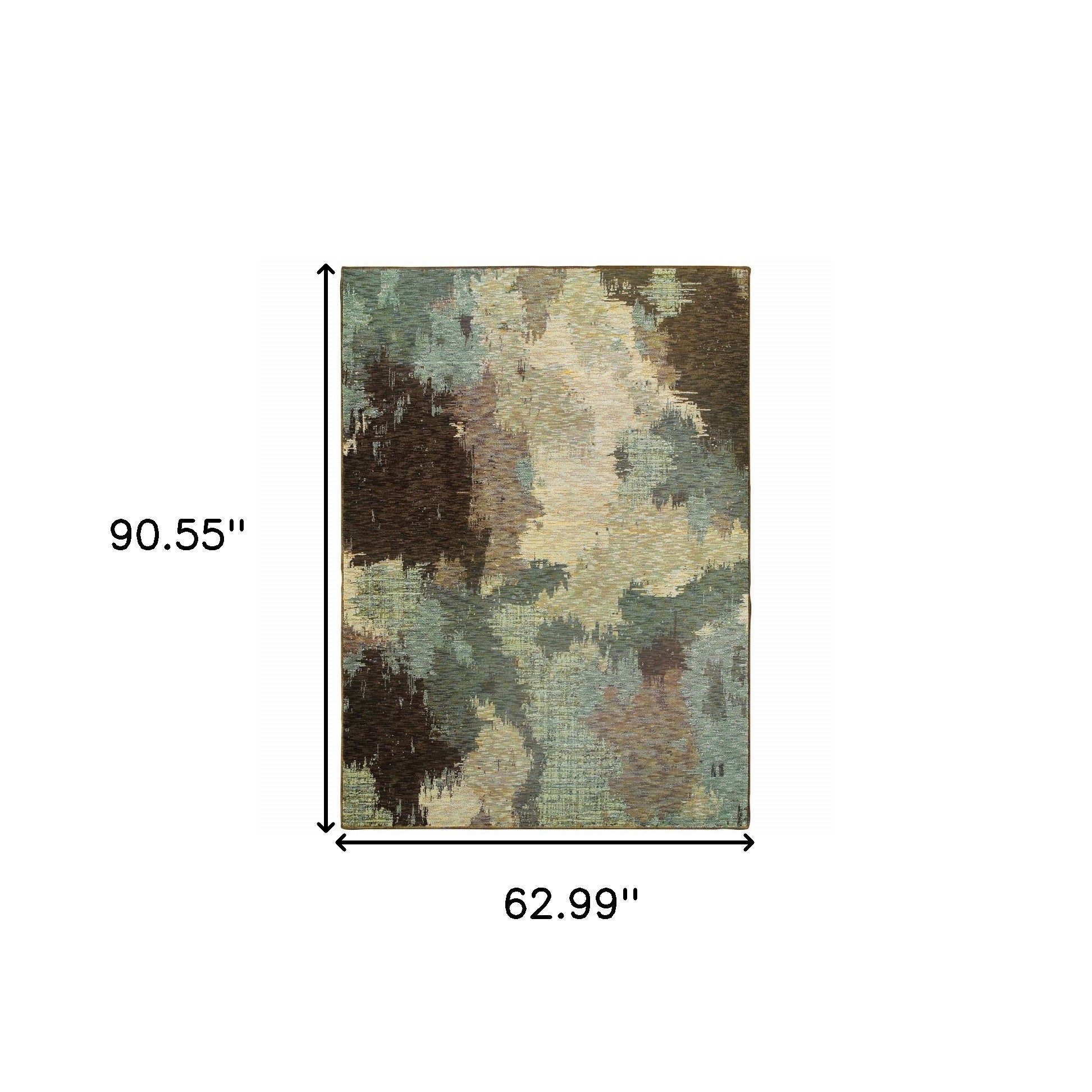 5' X 7' Blue And Brown Abstract Power Loom Stain Resistant Area Rug