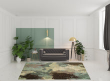 8' X 10' Blue And Brown Abstract Power Loom Stain Resistant Area Rug