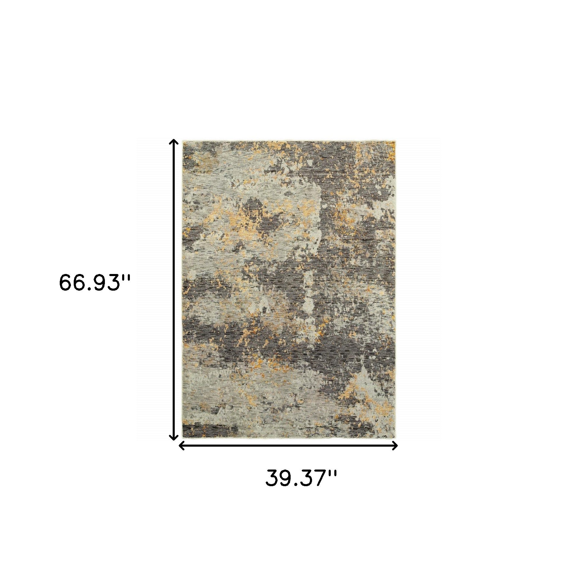 3' X 5' Grey And Gold Abstract Power Loom Stain Resistant Area Rug