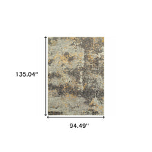 8' X 10' Grey And Gold Abstract Power Loom Stain Resistant Area Rug