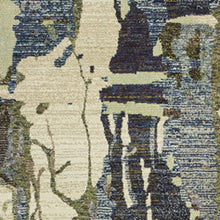 2' X 8' Blue And Grey Abstract Power Loom Stain Resistant Runner Rug