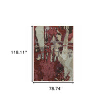 6' X 9' Red And Beige Abstract Power Loom Stain Resistant Area Rug