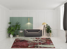 8' X 10' Red And Beige Abstract Power Loom Stain Resistant Area Rug