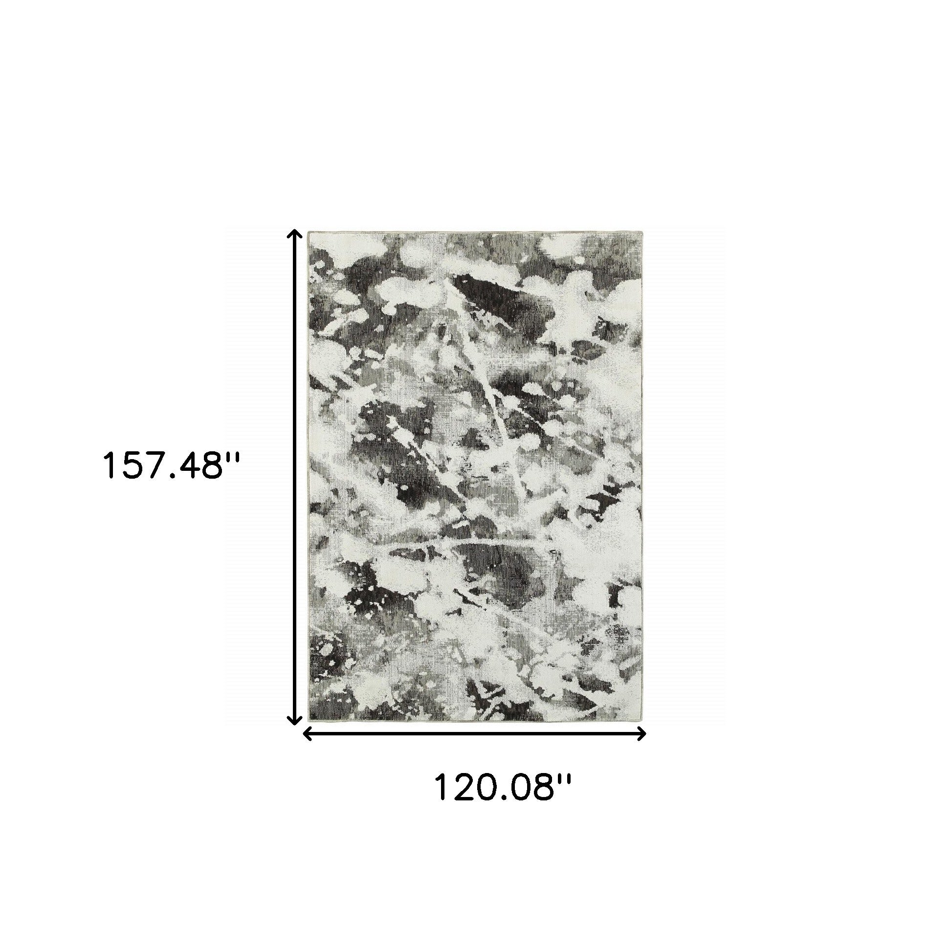 10' X 13' Charcoal And White Abstract Power Loom Stain Resistant Area Rug