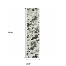 2' X 8' Charcoal And White Abstract Power Loom Stain Resistant Runner Rug