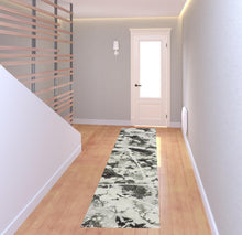 2' X 8' Charcoal And White Abstract Power Loom Stain Resistant Runner Rug