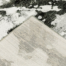 2' X 8' Charcoal And White Abstract Power Loom Stain Resistant Runner Rug