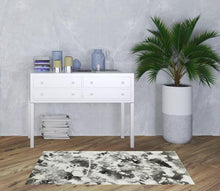 3' X 5' Charcoal And White Abstract Power Loom Stain Resistant Area Rug