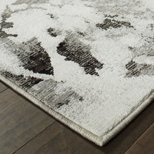 8' X 10' Charcoal And White Abstract Power Loom Stain Resistant Area Rug
